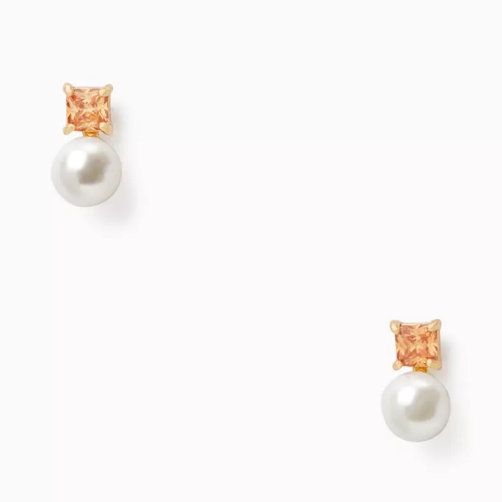 NWT Kate Spade Elegant Pearl and Gemstone Stud Earrings